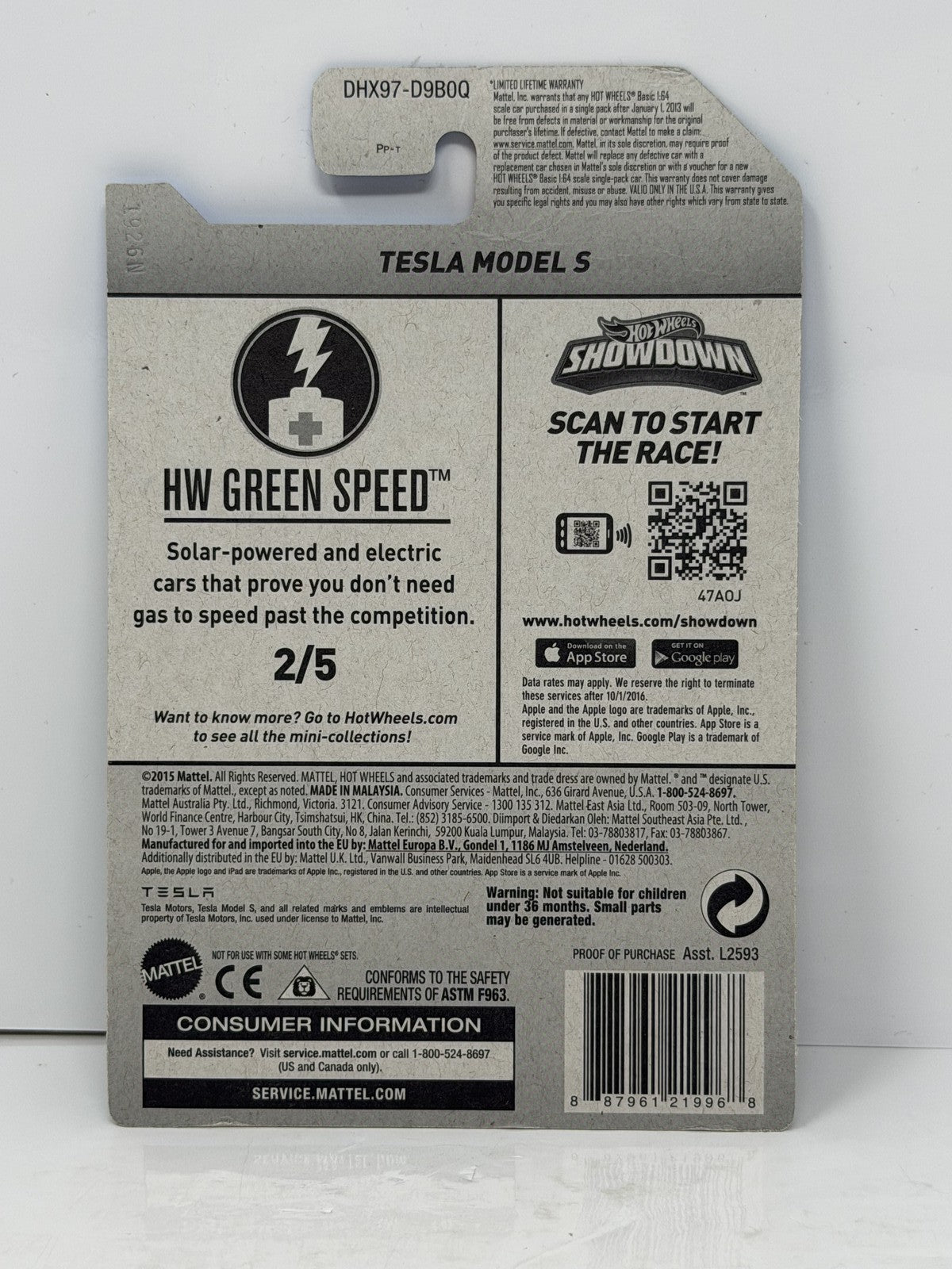 Hot Wheels ZAMAC HW Green Speed Tesla Model S 1:64 Diecast