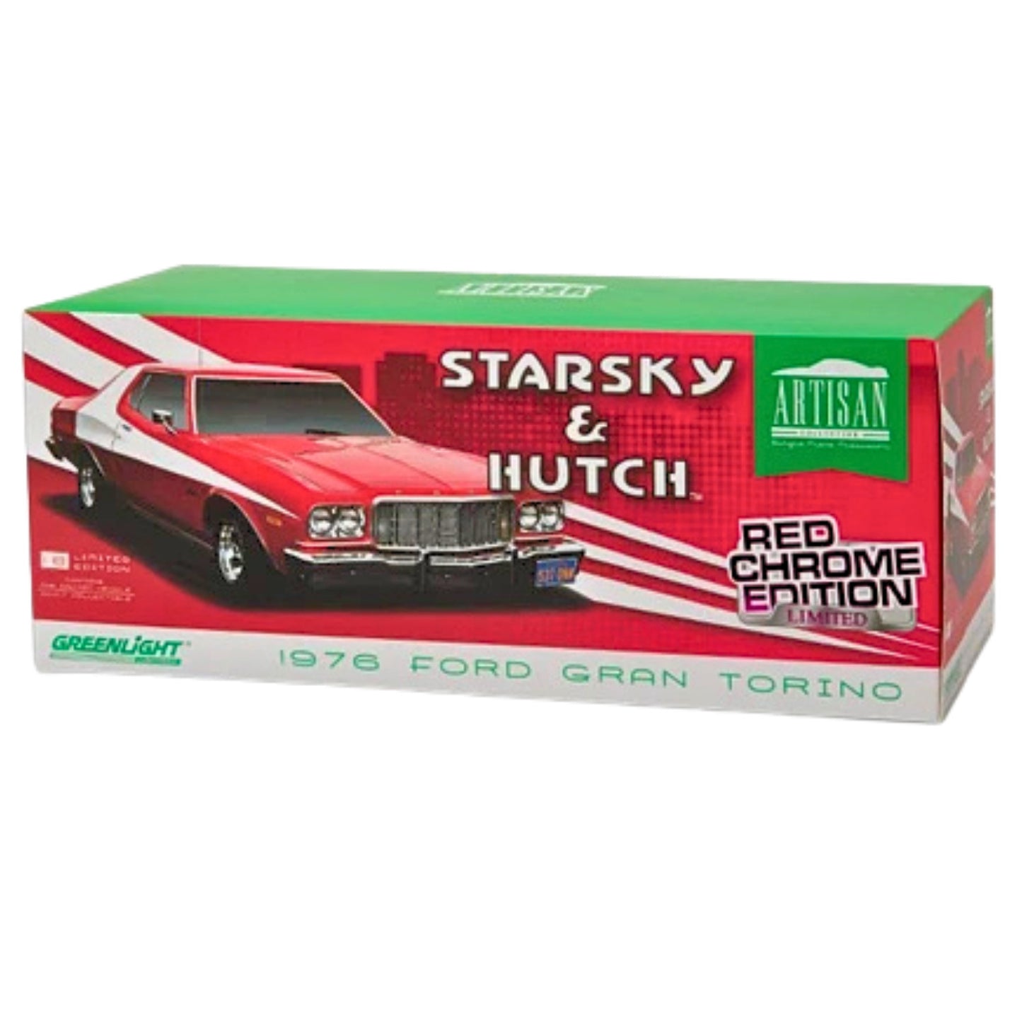 Greenlight Starsky & Hutch 1976 Ford Gran Torino Red Chrome Edition 1:18 Diecast