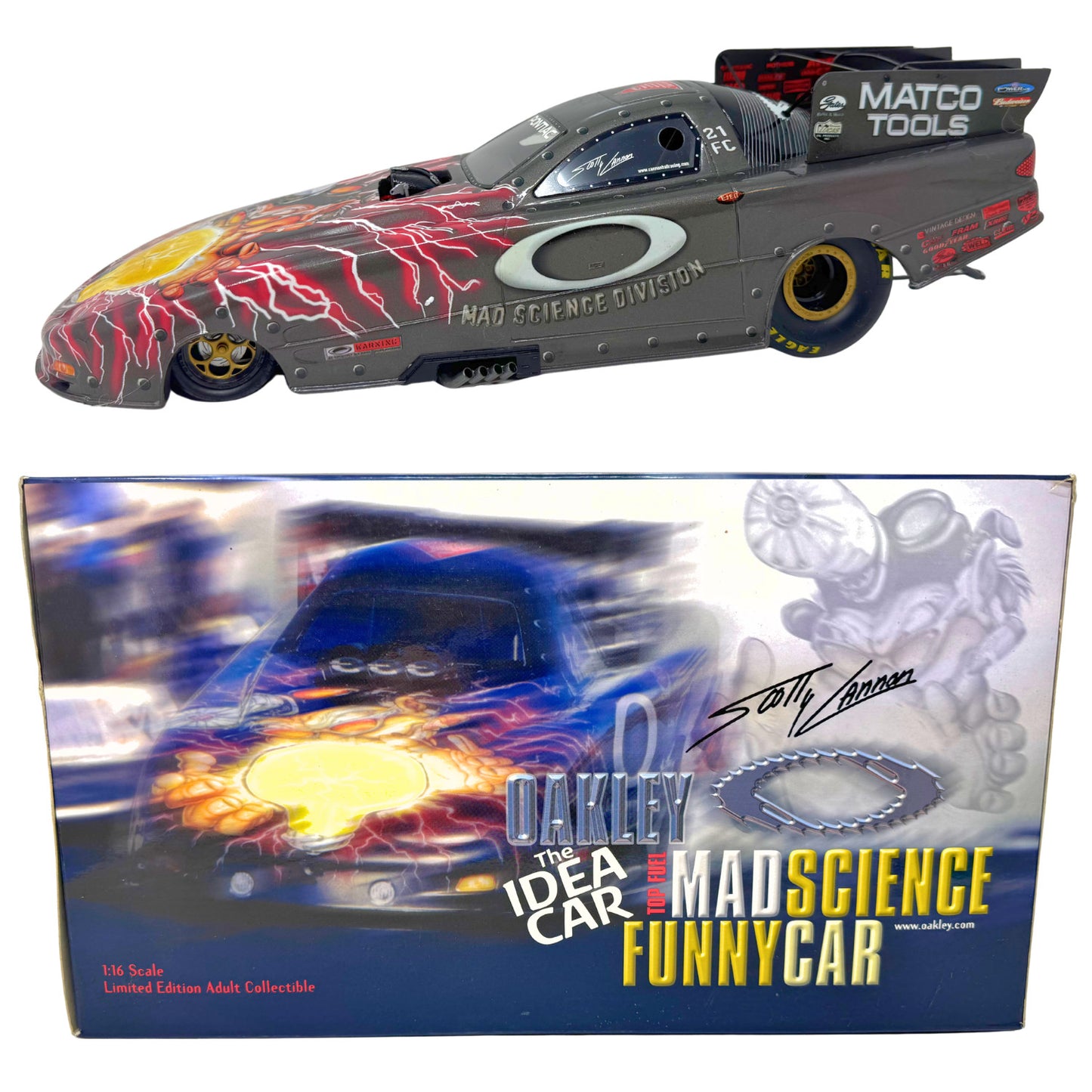 Milestone Scotty Cannon NHRA Oakley Mad Science Idea Car Funny Car 1:16 Scale
