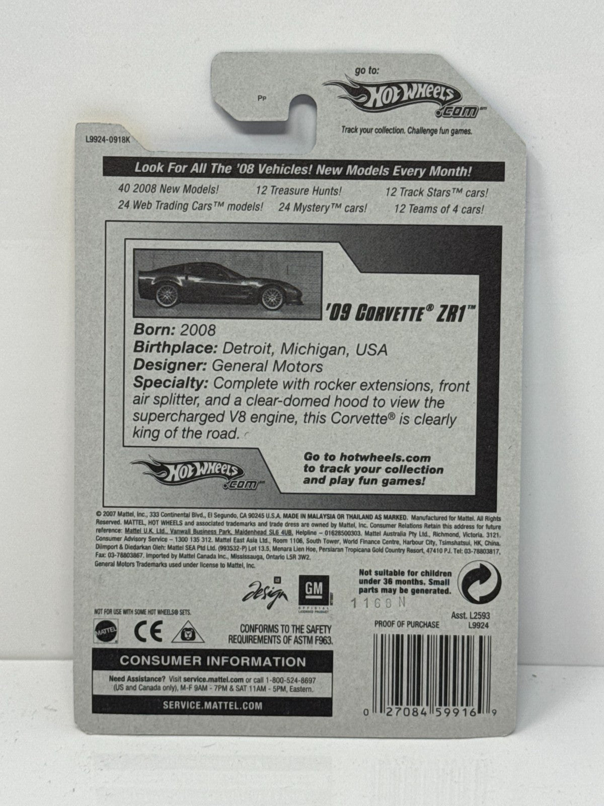 Hot Wheels 2008 New Models 2009 Chevy Corvette ZR1 1:64 Diecast Factory Sealed
