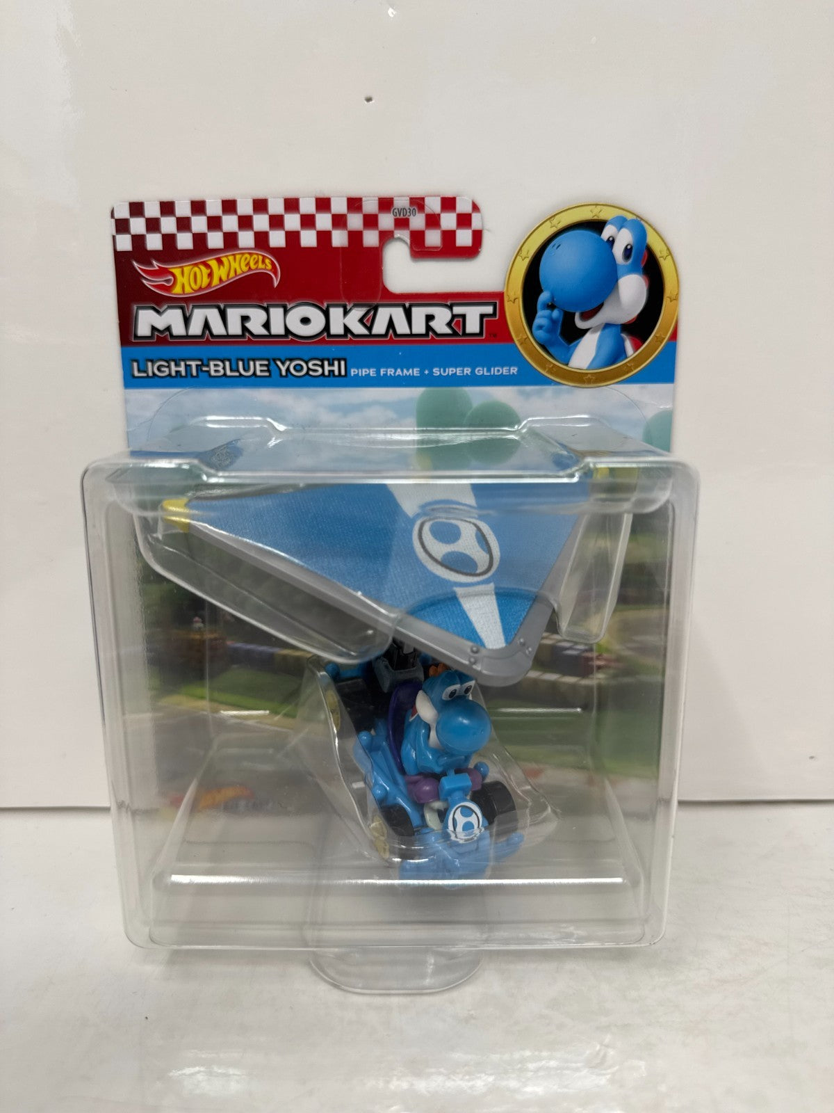 Hot Wheels Mario Kart Light-Blue Yoshi Pipe Frame Super Glider 1:64 Diecast