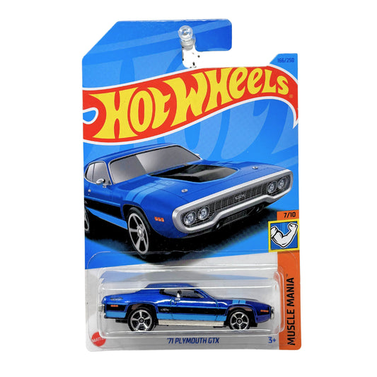 Hot Wheels Muscle Mania 1971 Plymouth GTX 1:64 Diecast Blue