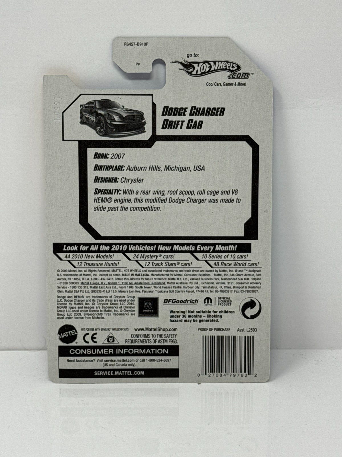 Hot Wheels 2010 New Models Dodge Charger Drift Car 1:64 Diecast Factory Sealed