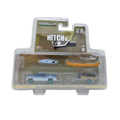 Greenlight Hitch & Tow 1988 GMC S-15 Sierra & Canoe Trailer CHASE 1:64 Diecast