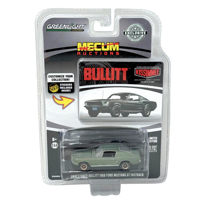 Greenlight Mecum Auctions 1968 Ford Mustang GT Fastback Bullitt 1:64 Diecast