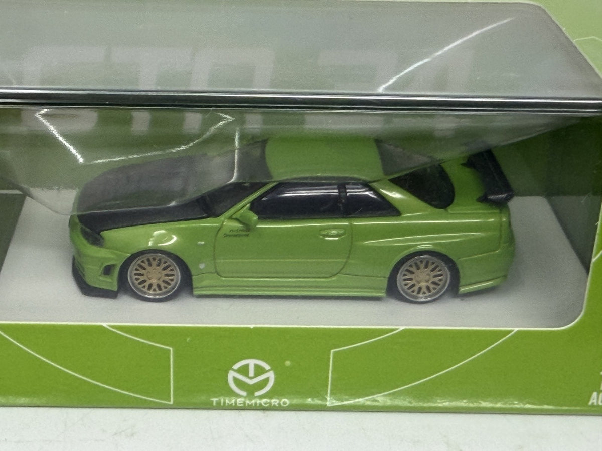 Time Micro Nissan Skyline GT-R R34 Green Carbon 1:64 Diecast