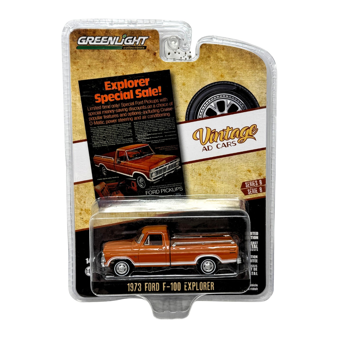 Greenlight Vintage Ad Cars 1973 Ford F-100 Explorer 1:64 Diecast
