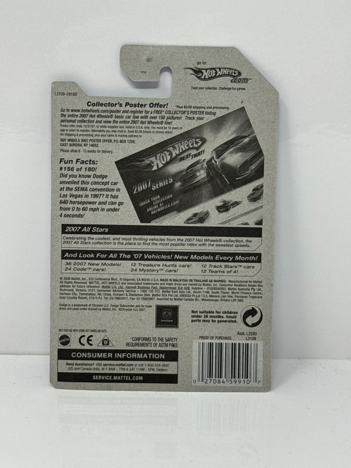 Hot Wheels All Stars Dodge Sidewinder 1:64 Diecast Factory Sealed