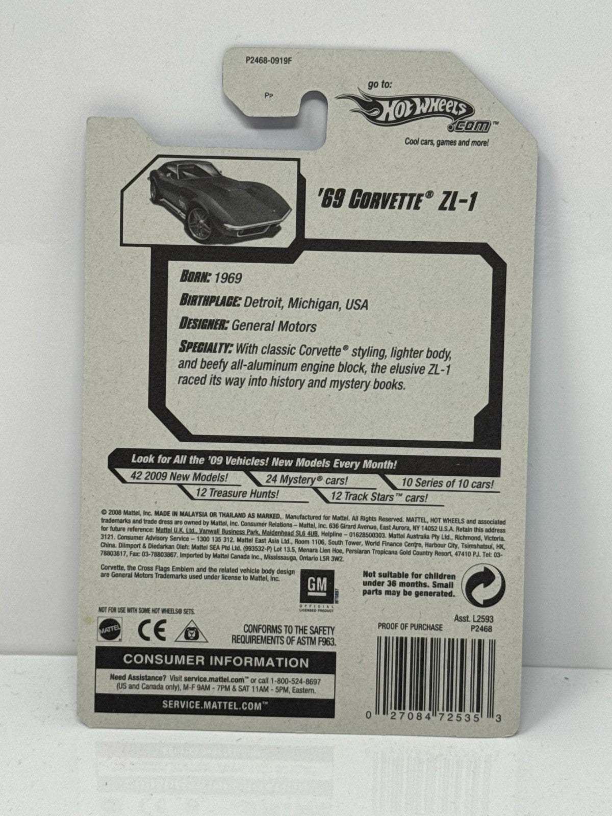 Hot Wheels Dream Garage 1969 Chevy Corvette ZL-1 1:64 Diecast Factory Sealed