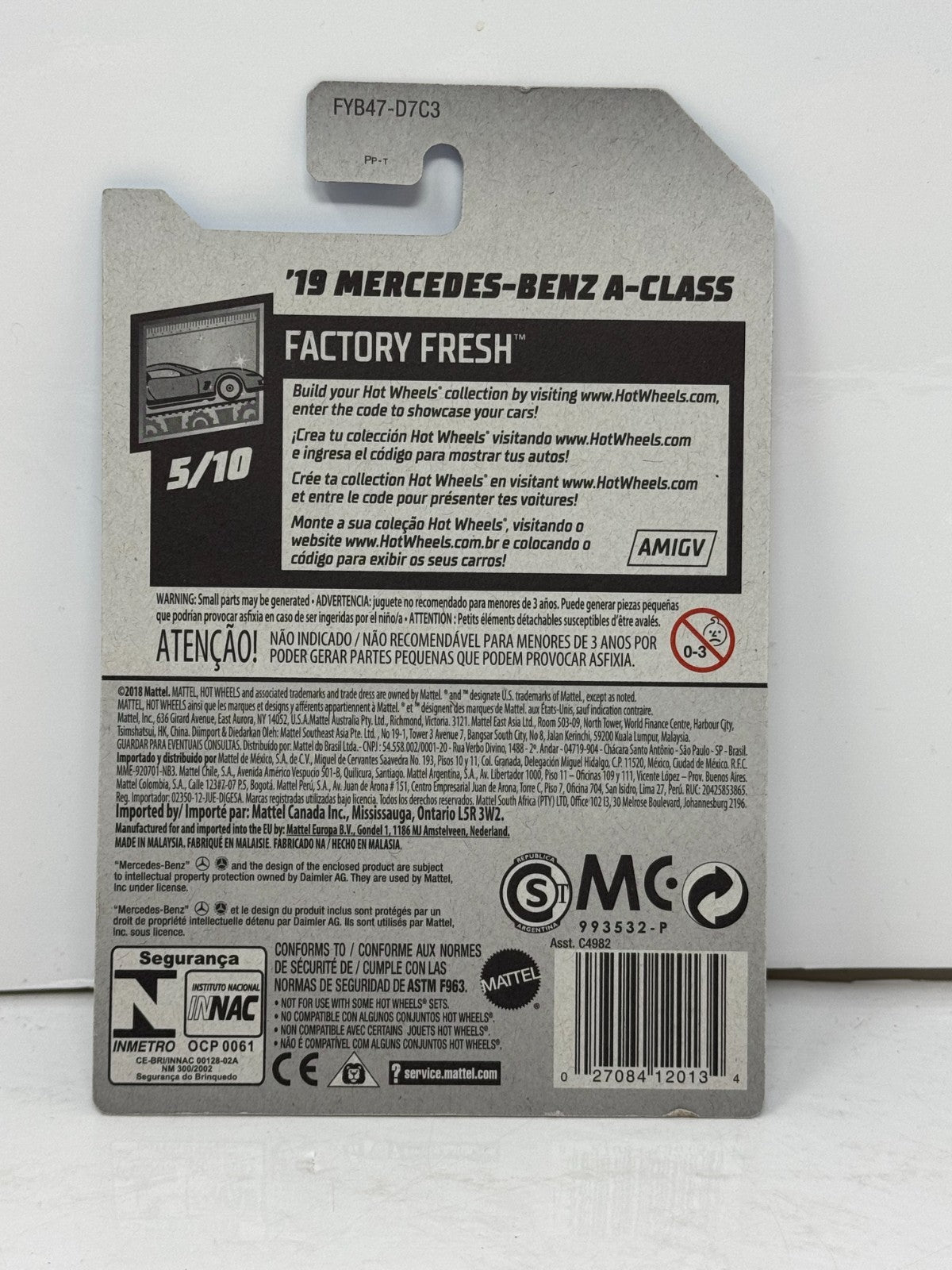 Hot Wheels Factory Fresh 2019 Mercedes-Benz A-Class 1:64 Diecast White