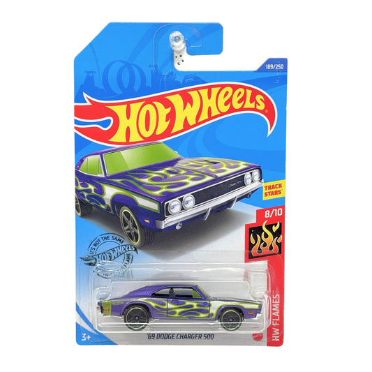 Hot Wheels Flames 1969 Dodge Charger 500 1:64 Diecast Purple Flames