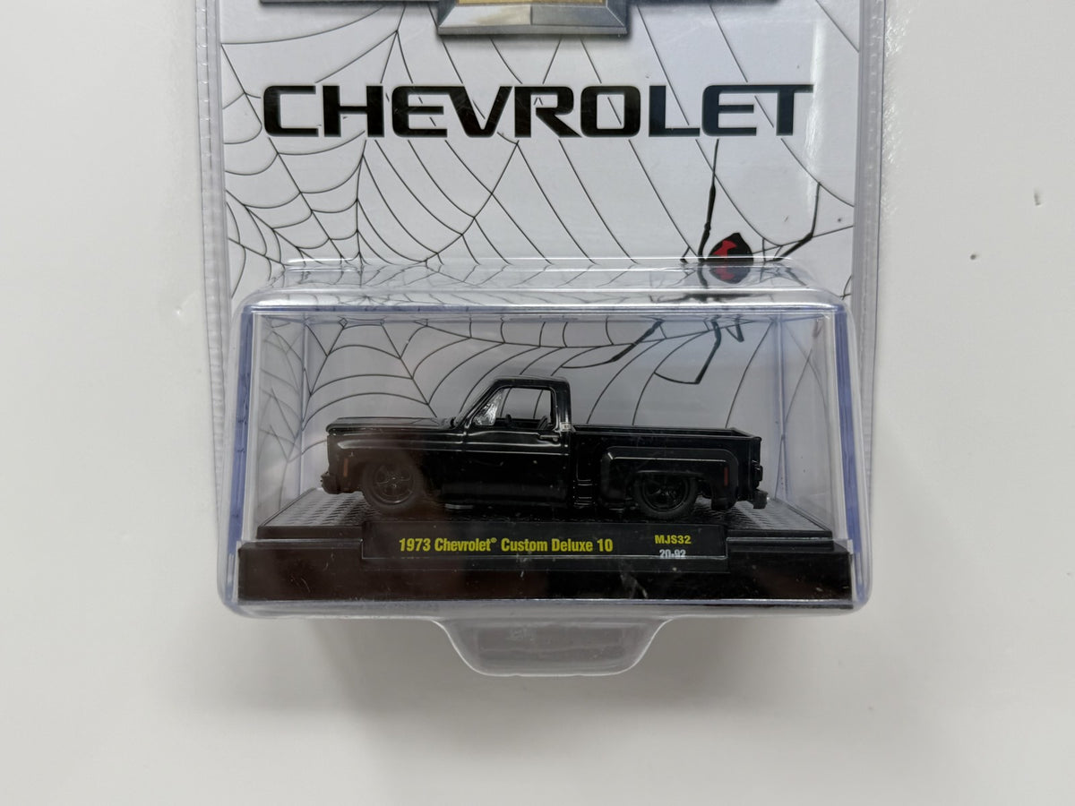 M2 Machines MiJo Black Widow 1973 Chevrolet Custom Deluxe 10 1:64 Diecast
