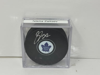 Nikita Zaitsev Toronto Maple Leafs Signed NHL Autograph Puck Silver Auto
