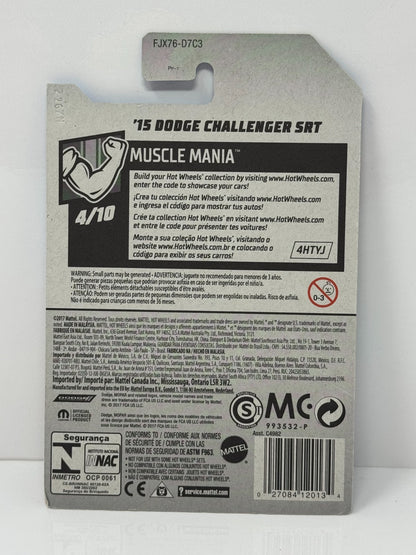 Hot Wheels Muscle Mania 2015 Dodge Challenger SRT 1:64 Diecast Black