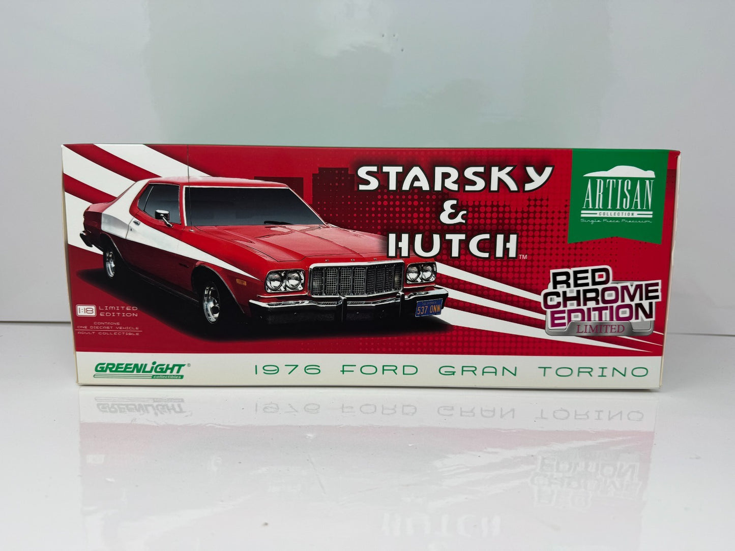 Greenlight Starsky & Hutch 1976 Ford Gran Torino Red Chrome Edition 1:18 Diecast