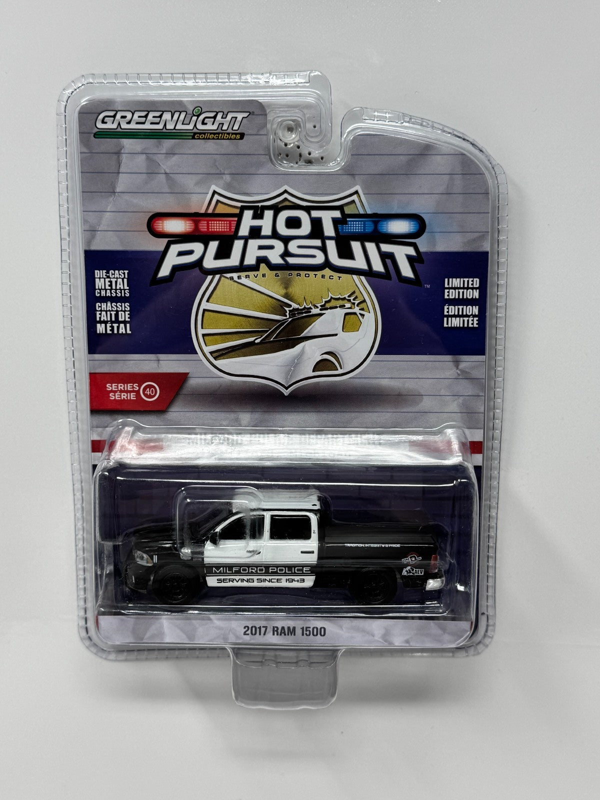 Greenlight Hot Pursuit 2017 Ram 1500 Milford Police Department 1:64 Diecast