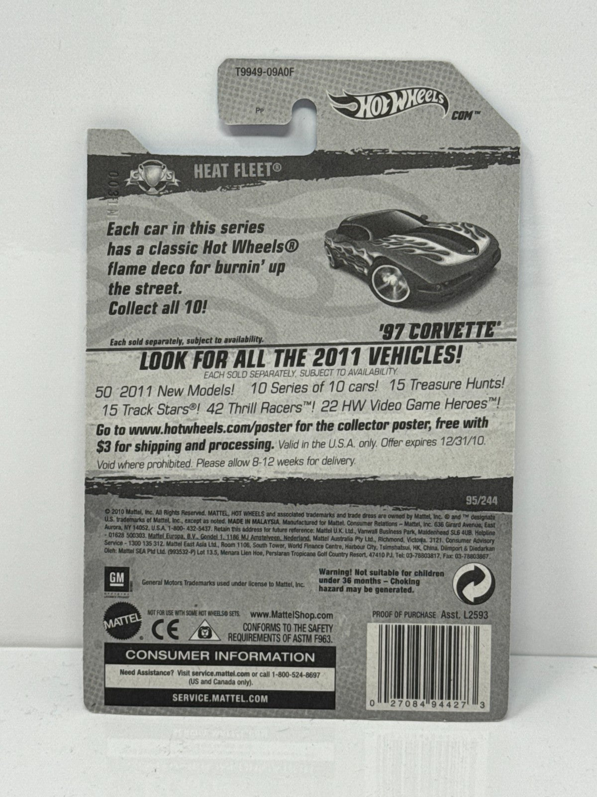 Hot Wheels Heat Fleet 1997 Chevy Corvette 1:64 Diecast Factory Sealed
