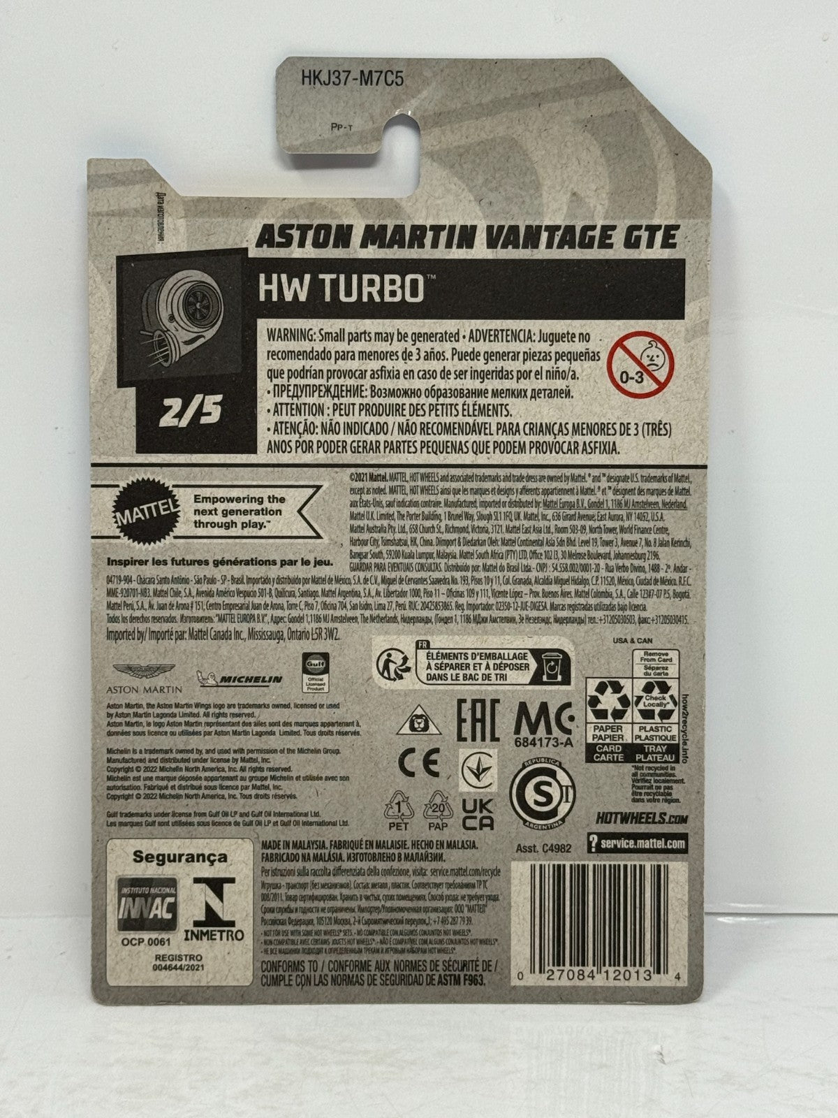 Hot Wheels Turbo Aston Martin Vantage GTE Gulf 1:64 Diecast Light Blue