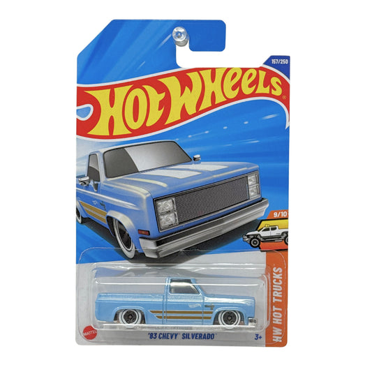 Hot Wheels HW Hot Trucks 1983 Chevy Silverado Light Blue 1:64 Diecast