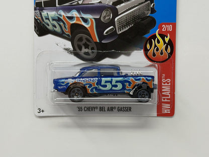 Hot Wheels HW Flames 1955 Chevy Bel Air Gasser Blue 1:64 Diecast