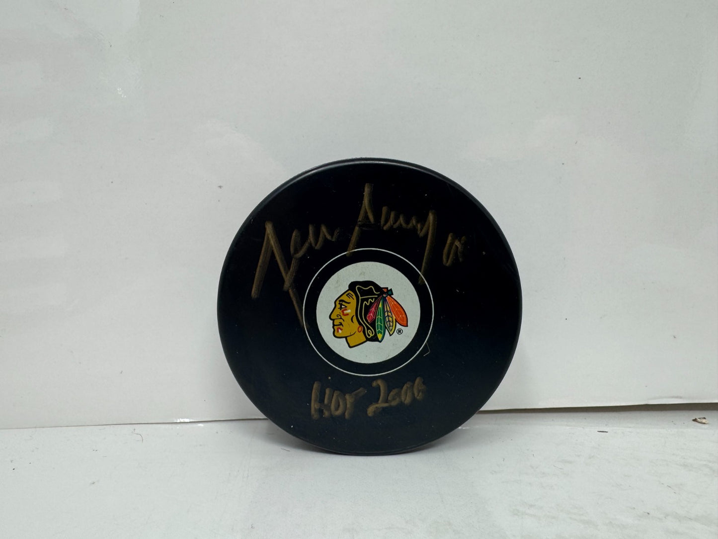 Denis Savard Chicago Blackhawks Signed NHL Autograph Puck Gold Auto