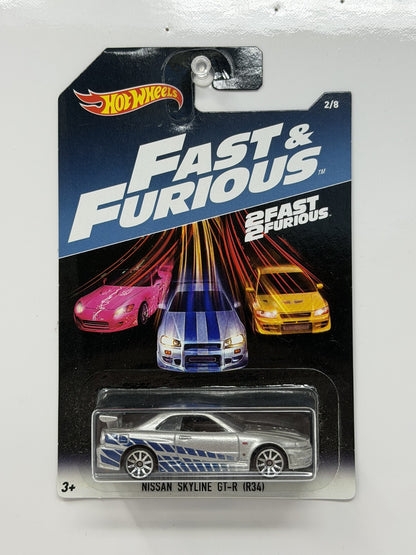 Hot Wheels 2 Fast 2 Furious Nissan Skyline GT-R R34 1:64 Diecast Silver