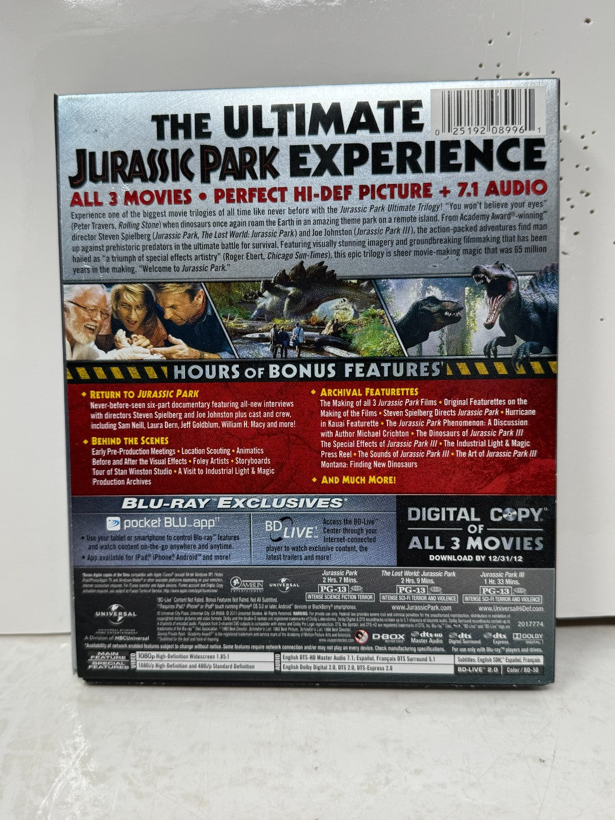 Jurassic Park Ultimate Collection (Blu-ray) Sam Neill Adventure Movie Set