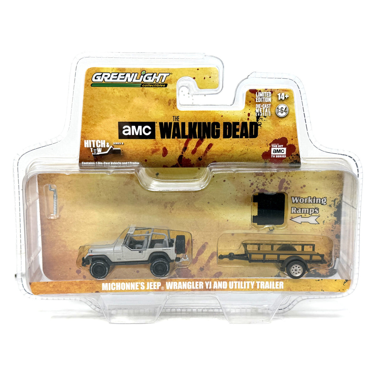 Greenlight The Walking Dead Michonne's Jeep Wrangler YJ & Trailer 1:64 Diecast
