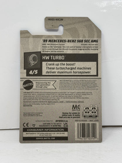 Hot Wheels HW Turbo 1989 Mercedes-Benz 560 SEC AMG 1:64 Diecast Silver