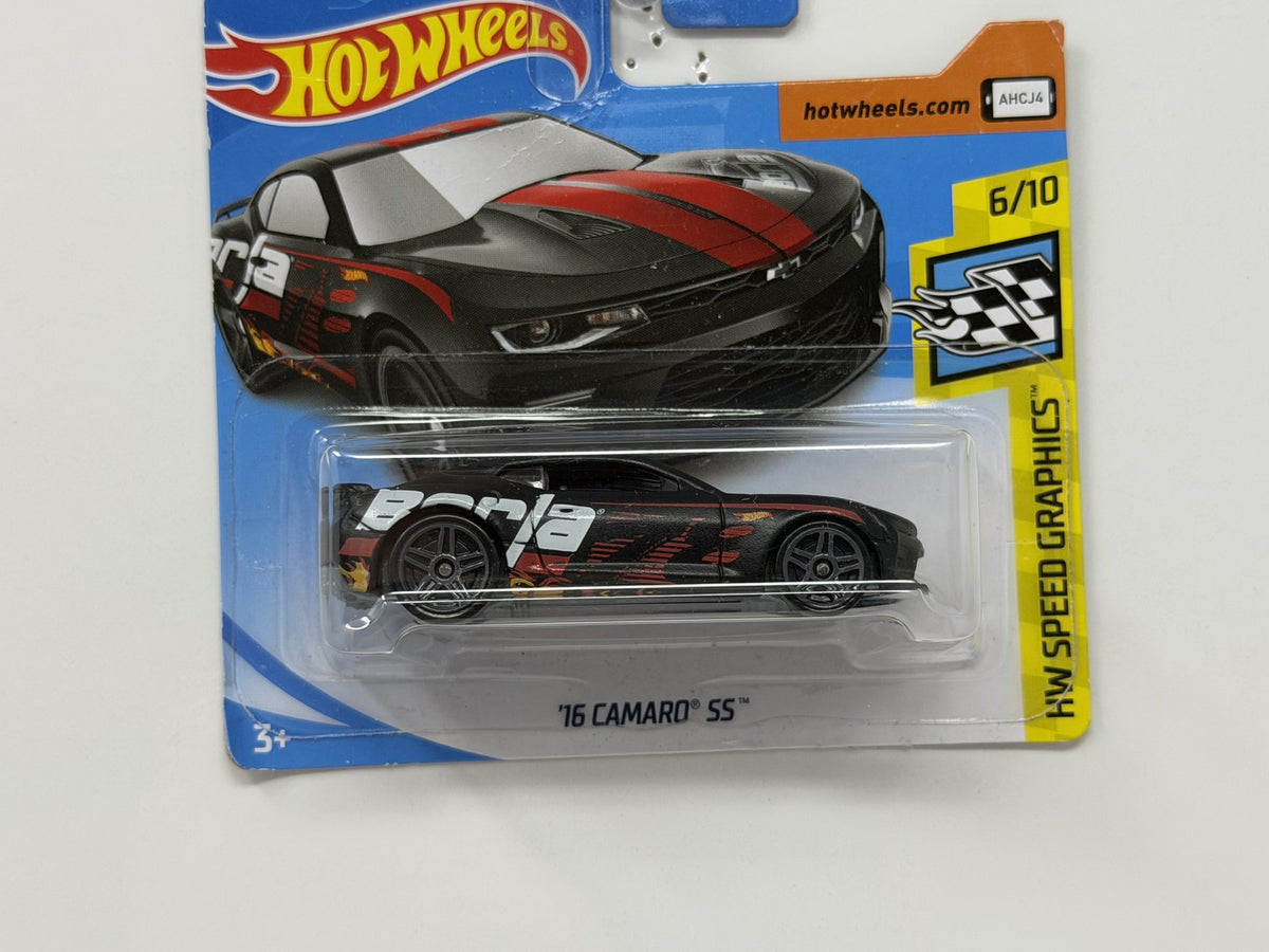 Hot Wheels HW Speed Graphics 2016 Chevy Camaro SS 1:64 Diecast Black Short Card