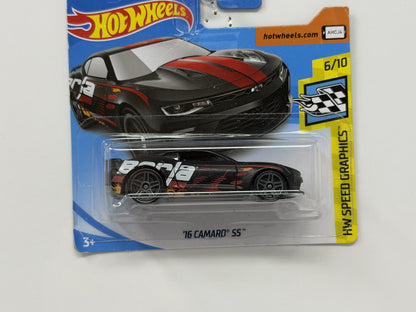 Hot Wheels HW Speed Graphics 2016 Chevy Camaro SS 1:64 Diecast Black Short Card