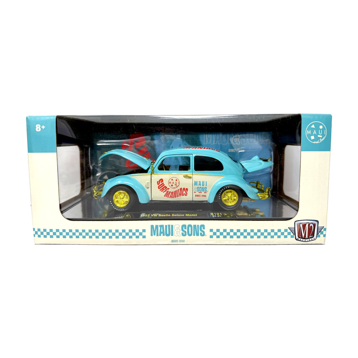 M2 Machines Maui & Sons 1952 Volkswagen Beetle Deluxe CHASE 1:24 Diecast Blue