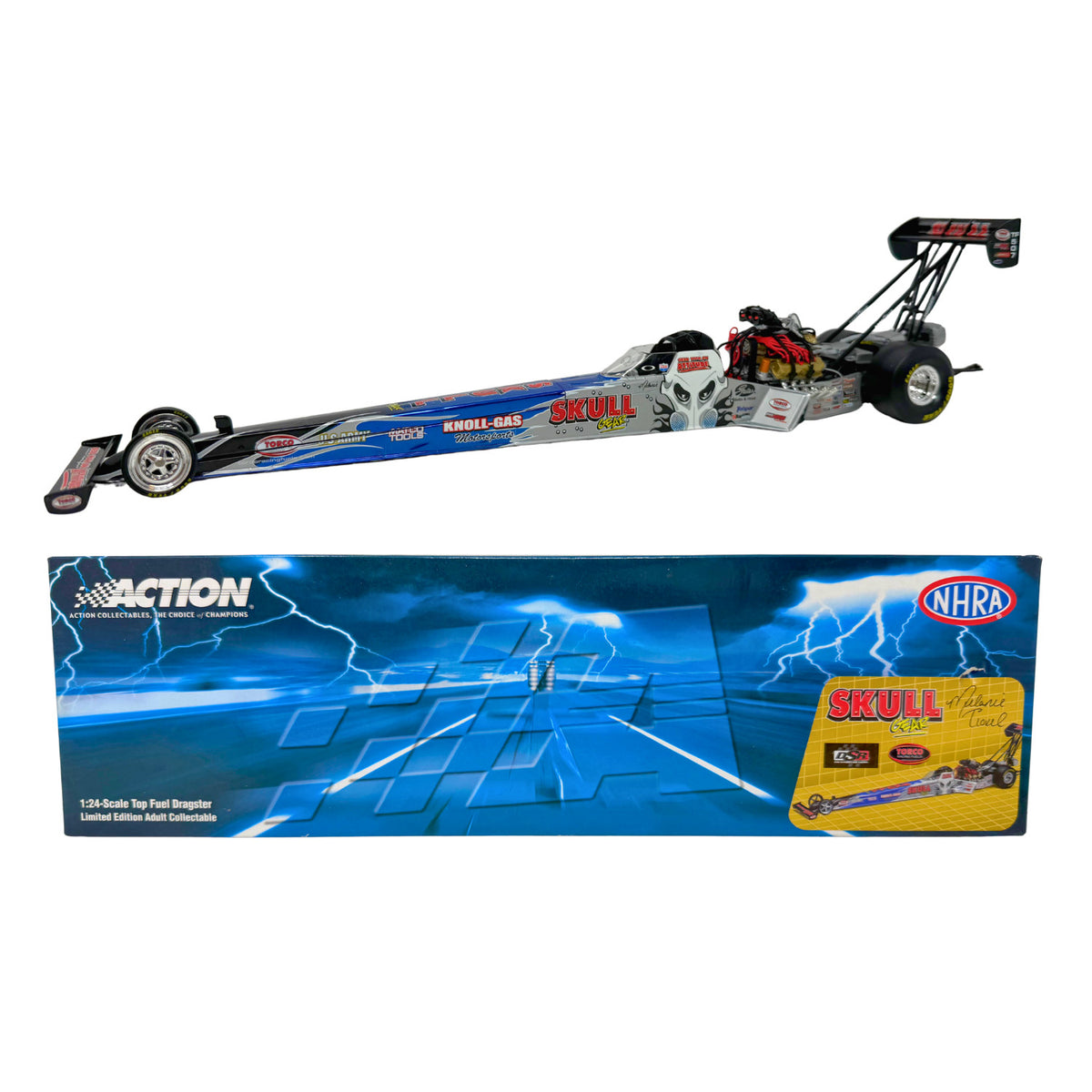 Action NHRA 2006 Melanie Troxel Skull Gear RCCA Color Chrome Top Fuel Dragster 1:24 Diecast Silver Blue Black 1 of 240