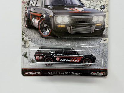Hot Wheels Japan Historics 1971 Datsun 510 Wagon 1:64 Diecast Real Riders Black