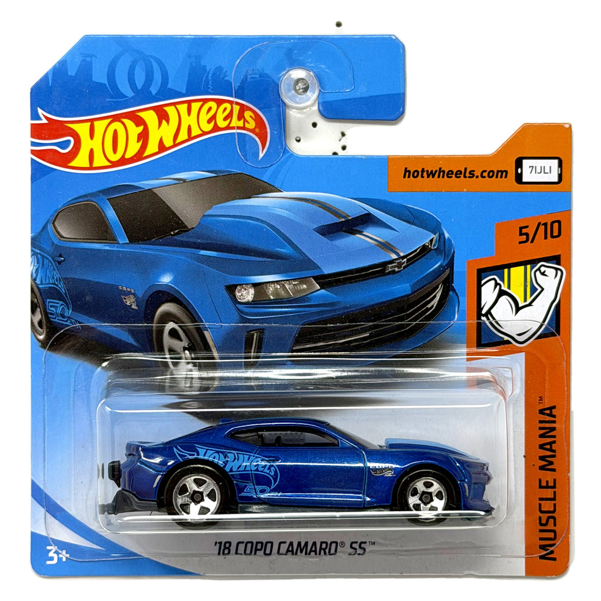 Hot Wheels Muscle Mania 2018 Chevy COPO Camaro SS 1:64 Diecast Blue Short Card