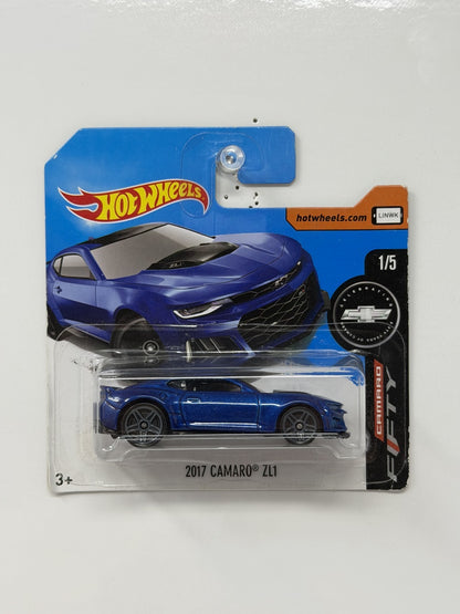 Hot Wheels Camaro Fifty 2017 Chevrolet Camaro ZL1 1:64 Diecast Blue Short Card