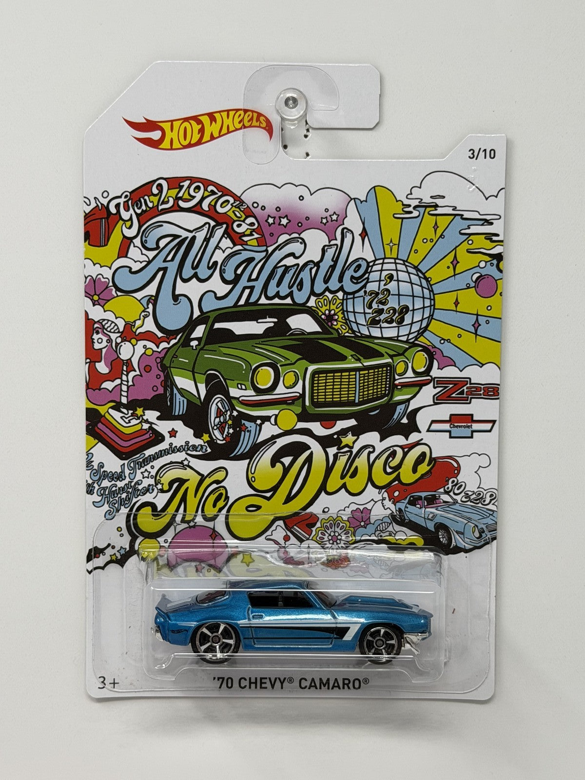 Hot Wheels All Hustle No Disco 1970 Chevrolet Camaro 1:64 Diecast Blue
