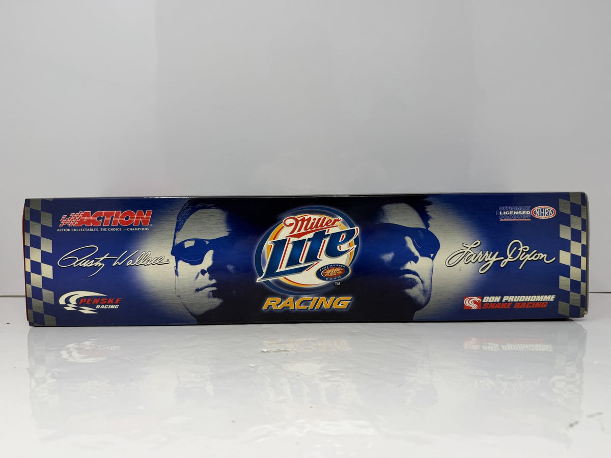 Action NHRA 2004 Larry Dixon Miller Lite Commemorative Can Series Top Fuel Dragster 1:24 Diecast Blue Silver
