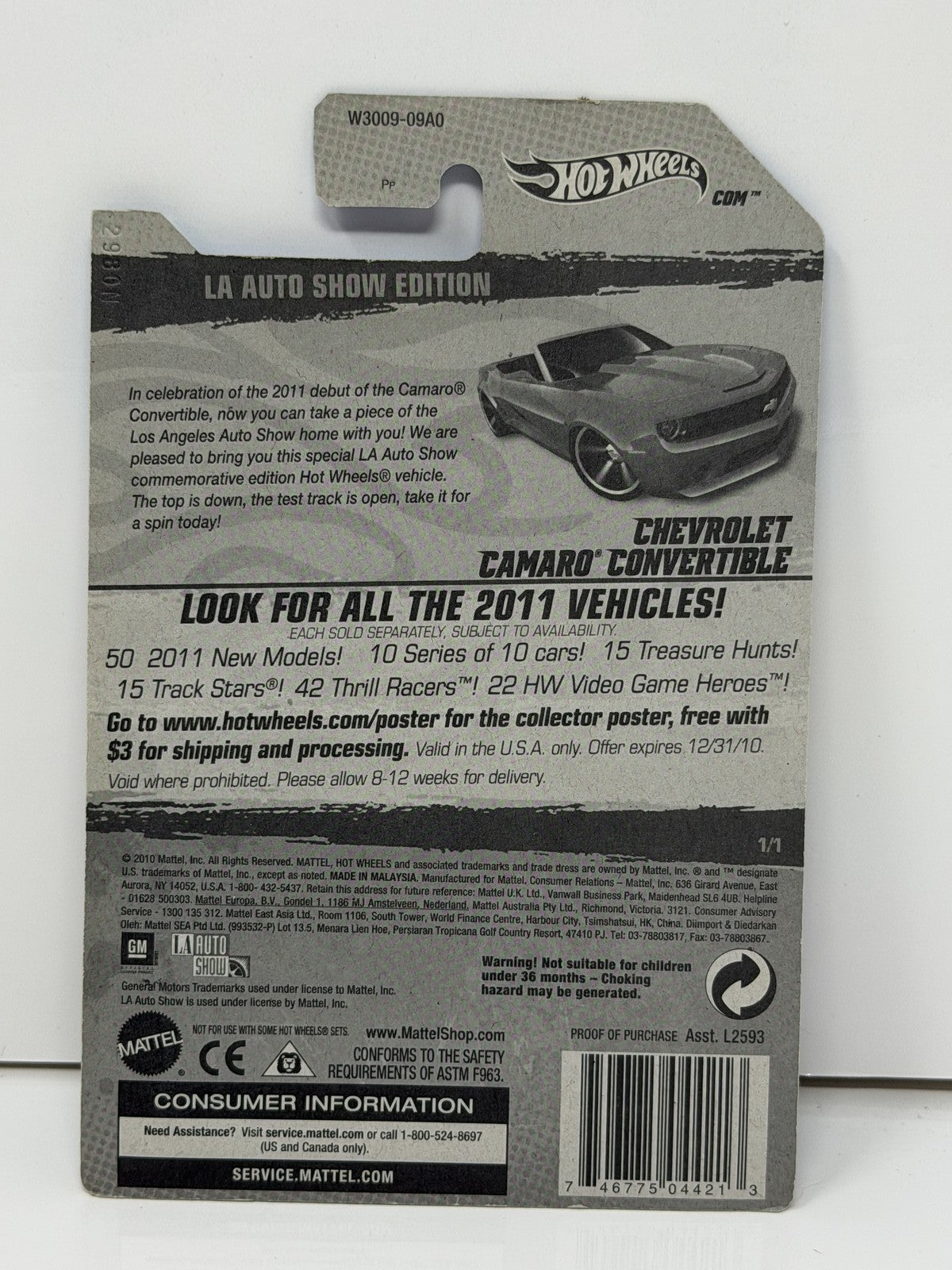 Hot Wheels LA Auto Show Chevrolet Camaro Convertible 1:64 Diecast Red