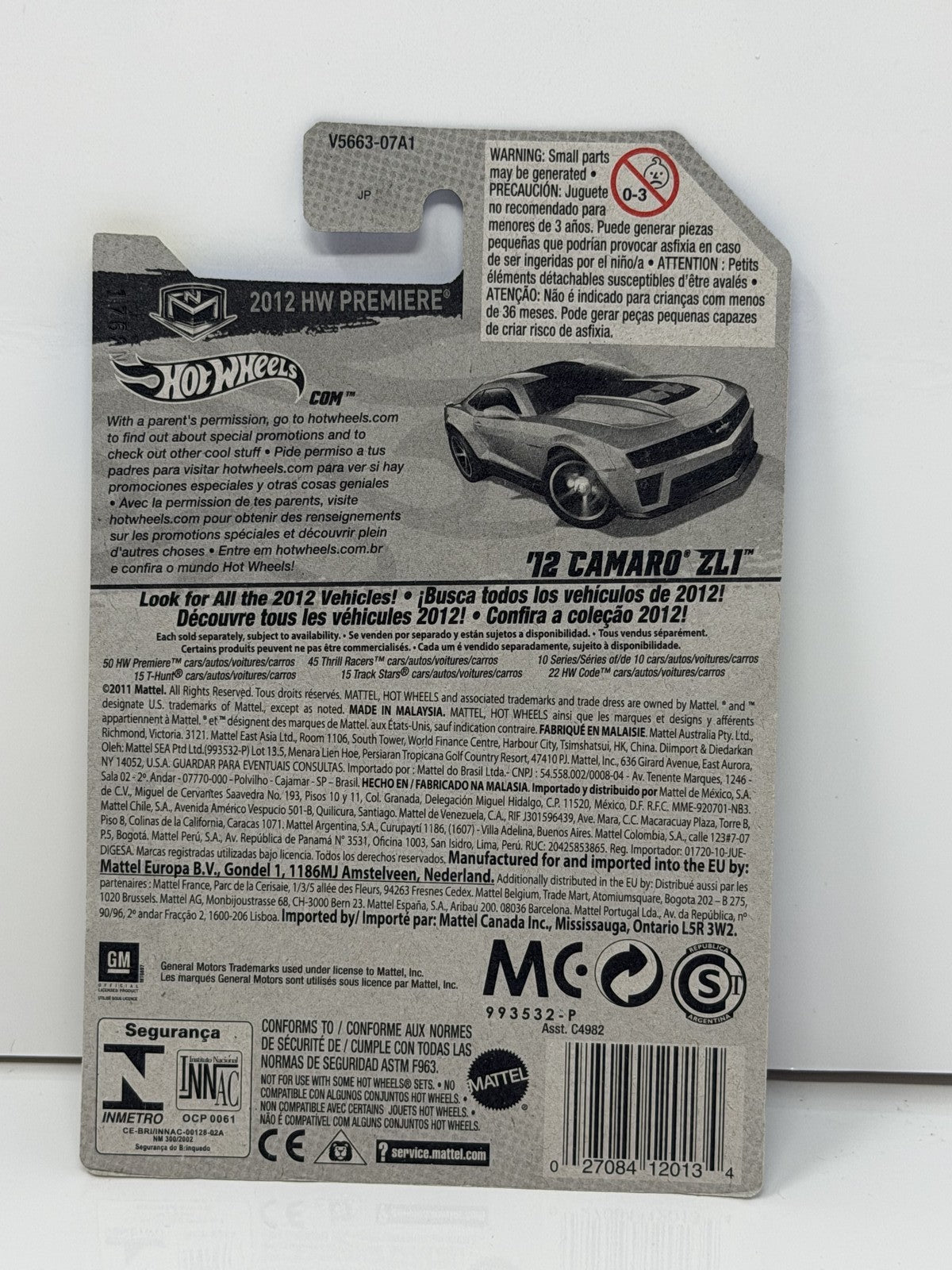 Hot Wheels HW Premiere 2012 Chevrolet Camaro ZL1 1:64 Diecast Green