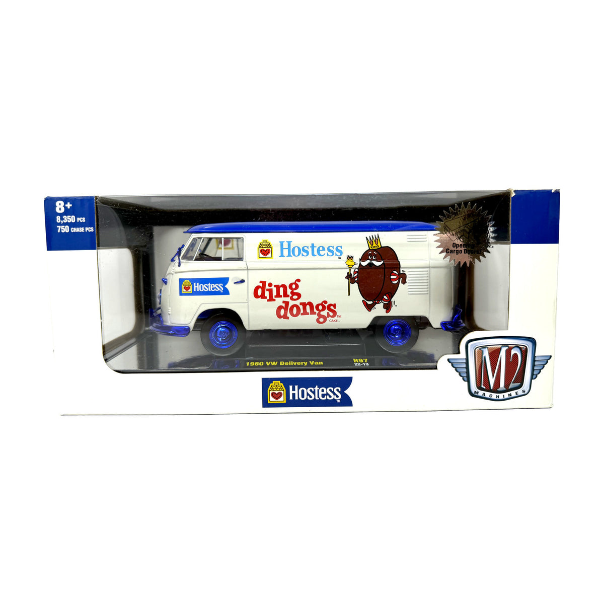 M2 Machines Hostess 1960 Volkswagen Delivery Van CHASE 1:24 Diecast White Blue