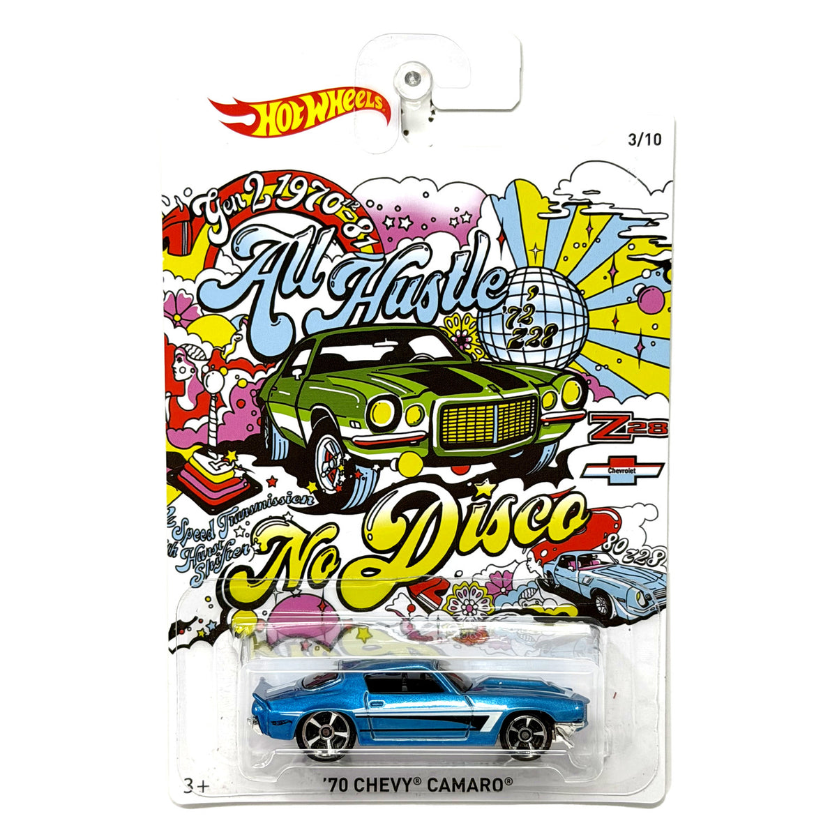 Hot Wheels All Hustle No Disco 1970 Chevrolet Camaro 1:64 Diecast Blue