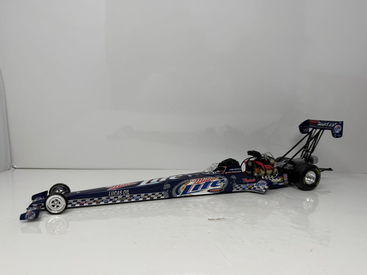 Action NHRA 2004 Larry Dixon Miller Lite Commemorative Can Series Top Fuel Dragster 1:24 Diecast Blue Silver