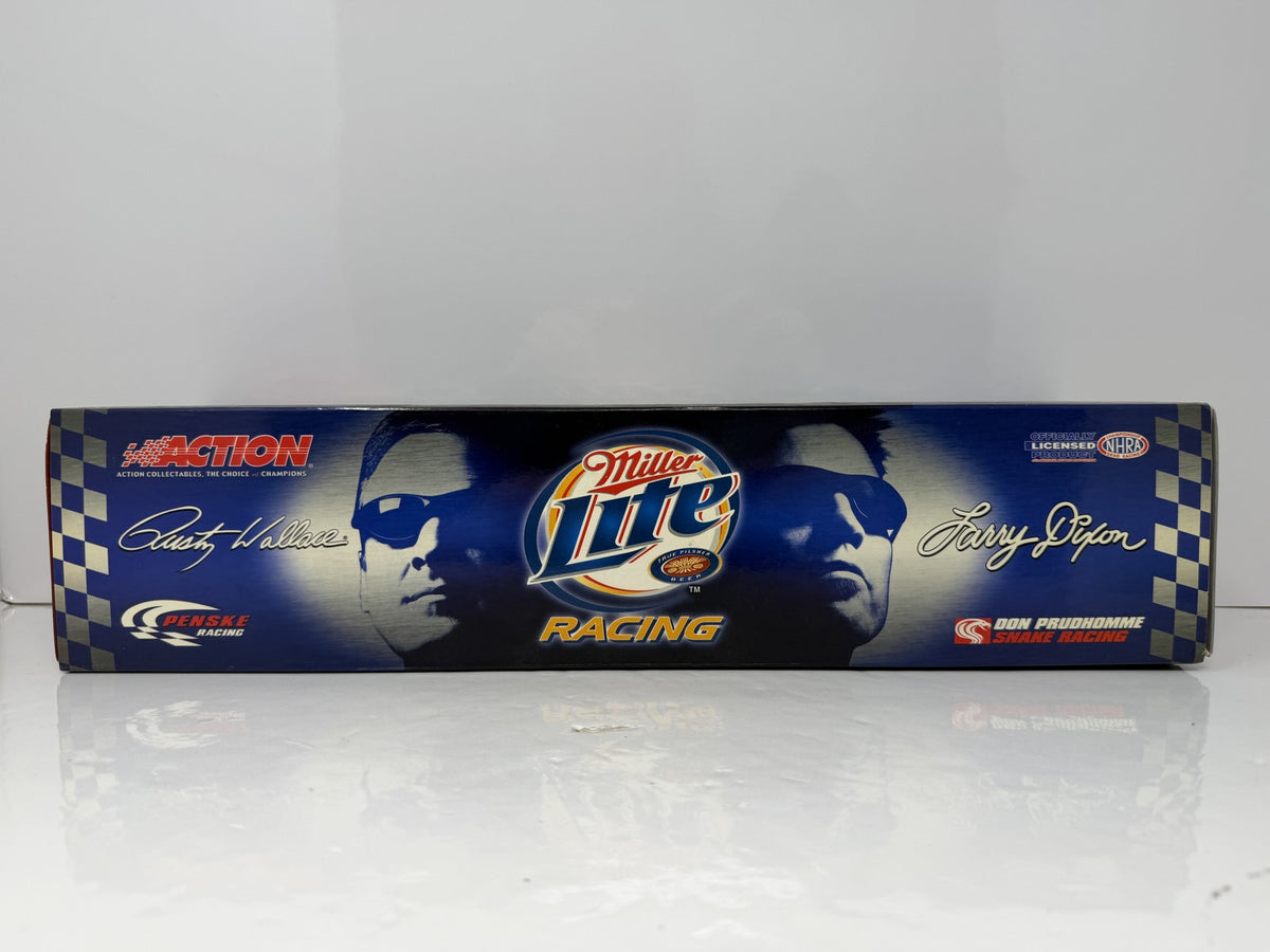 Action NHRA 2004 Larry Dixon Miller Lite Commemorative Can Series Top Fuel Dragster 1:24 Diecast Blue Silver