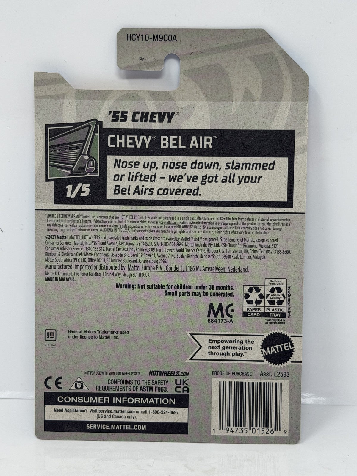Hot Wheels Super Treasure Hunt 1955 Chevrolet Bel Air 1:64 Diecast STH