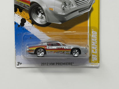 Hot Wheels 2012 HW Premiere 1981 Chevrolet Camaro 1:64 Diecast Silver
