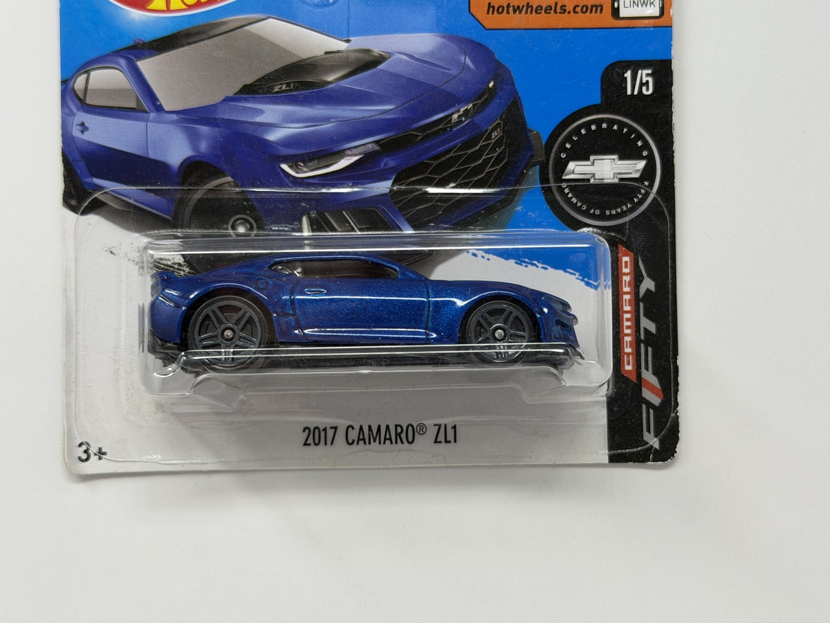 Hot Wheels Camaro Fifty 2017 Chevrolet Camaro ZL1 1:64 Diecast Blue Short Card