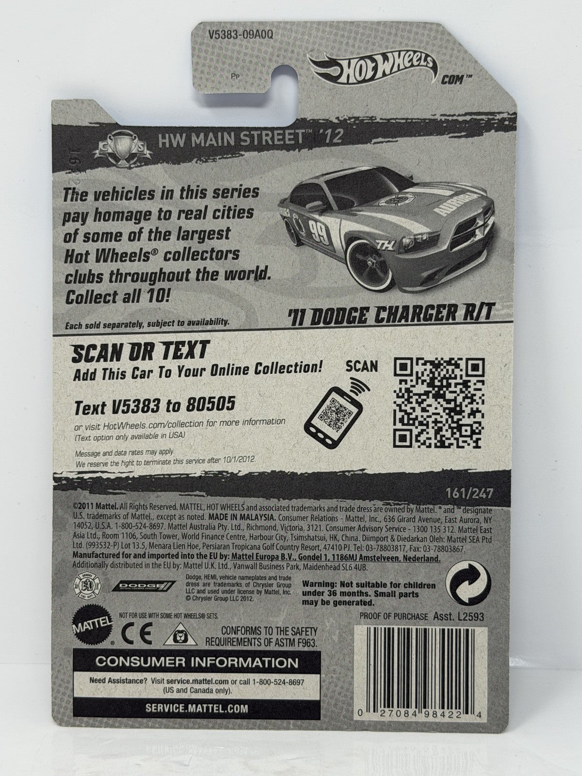 Hot Wheels Super Treasure Hunt 2011 Dodge Charger R/T 1:64 Diecast Red STH