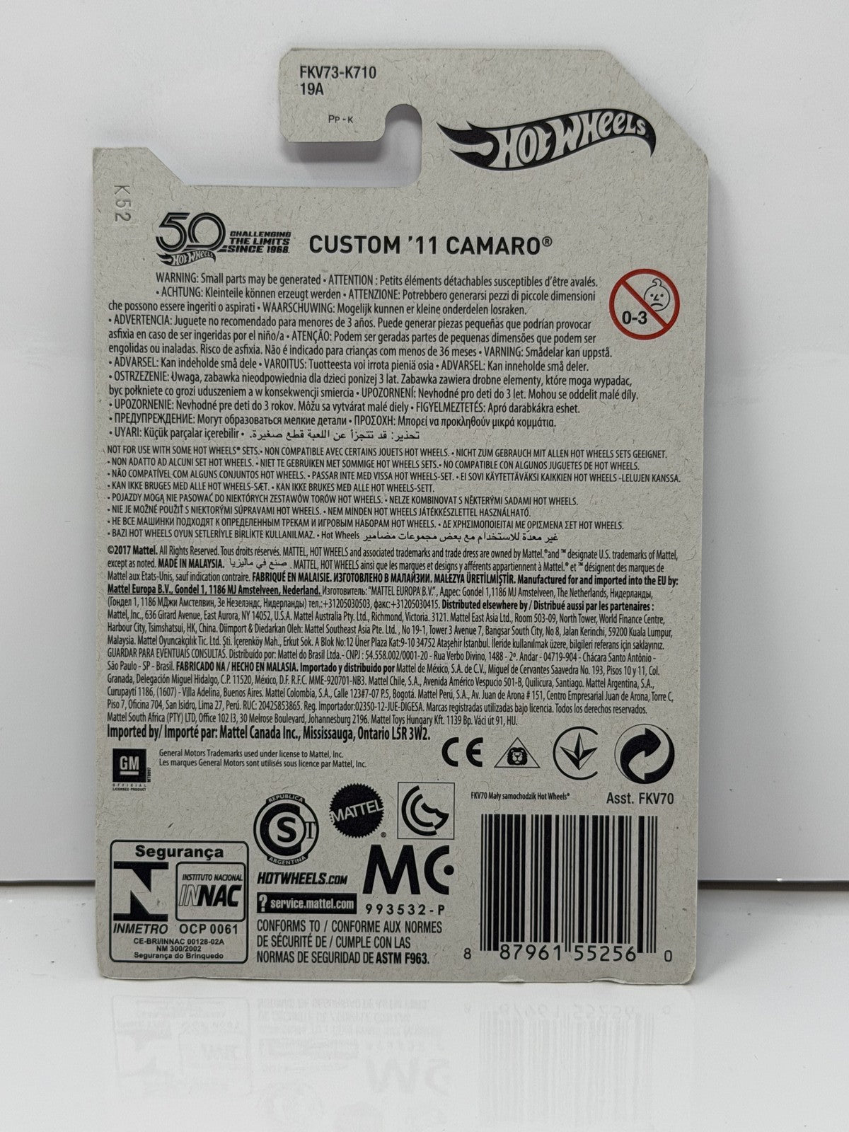 Hot Wheels Same Legend Next Chapter Custom 2011 Camaro 1:64 Diecast Silver
