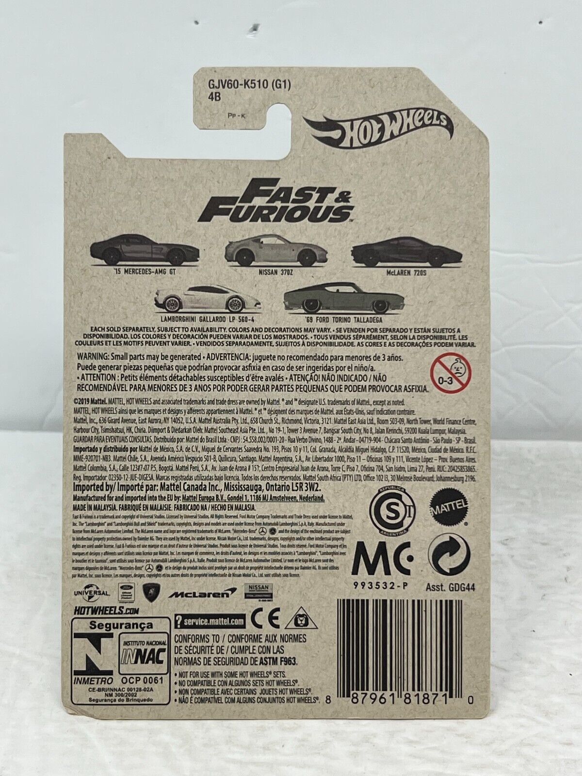 Hot Wheels Fast & Furious Lamorghini Gallardo LP 560-4 POP Culture European Car 1:64 Diecast